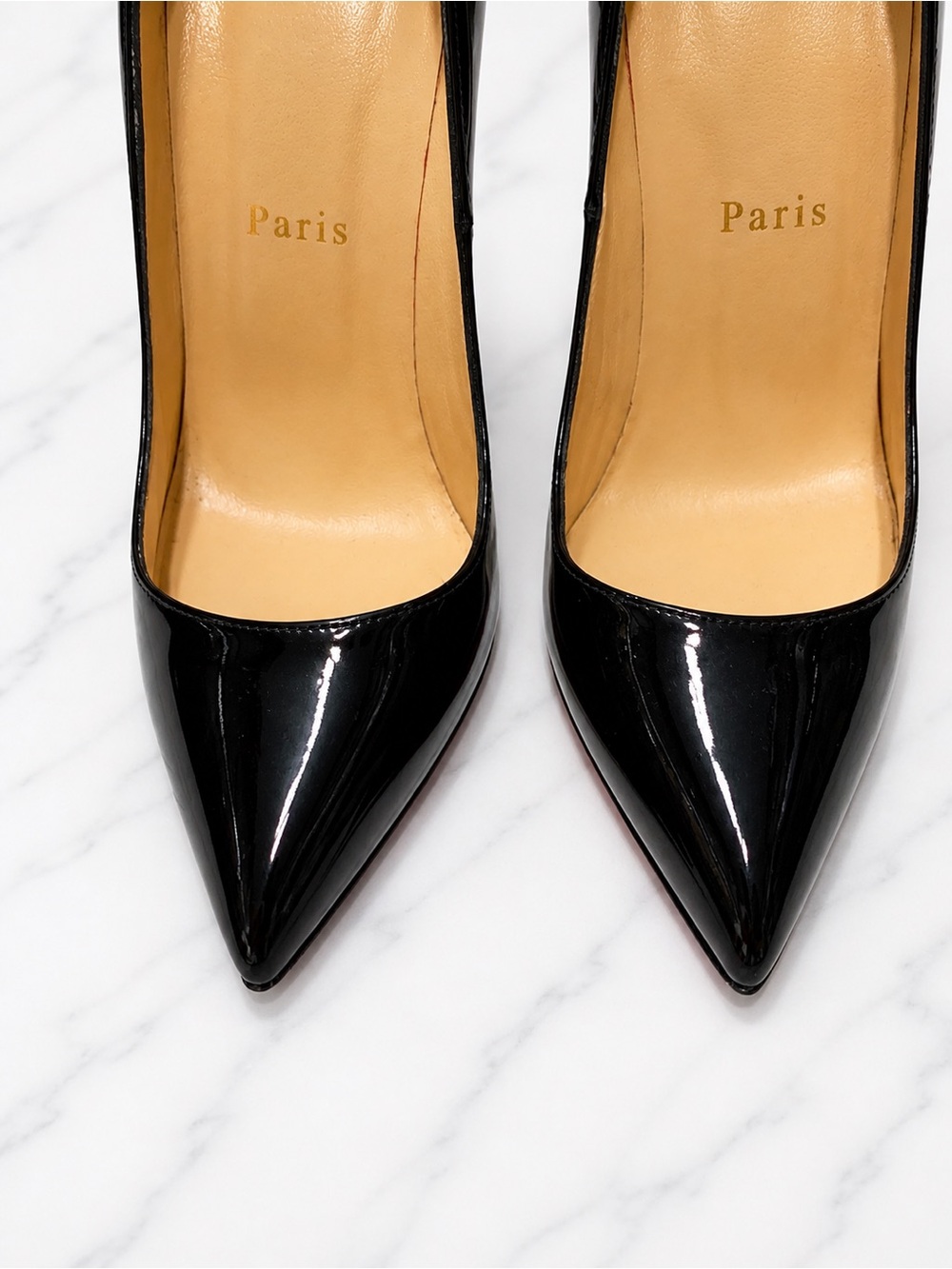 Christian Louboutin Pigalle Black Patent Leather Pointed-Toe Stilettos Heels 37 - Picture 4 of 15